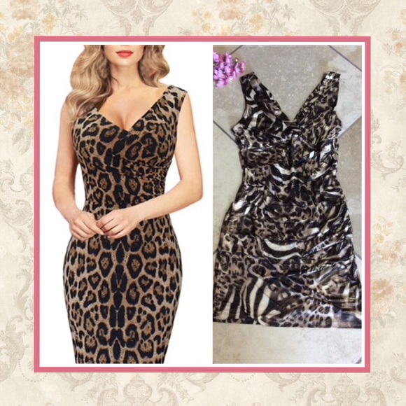 🎀 ANIMAL PRINT DRESS LEPORD MINI SHORT CLUB SEXY SLEEVELESS PARTY COCKTAIL - Picture 1 of 7